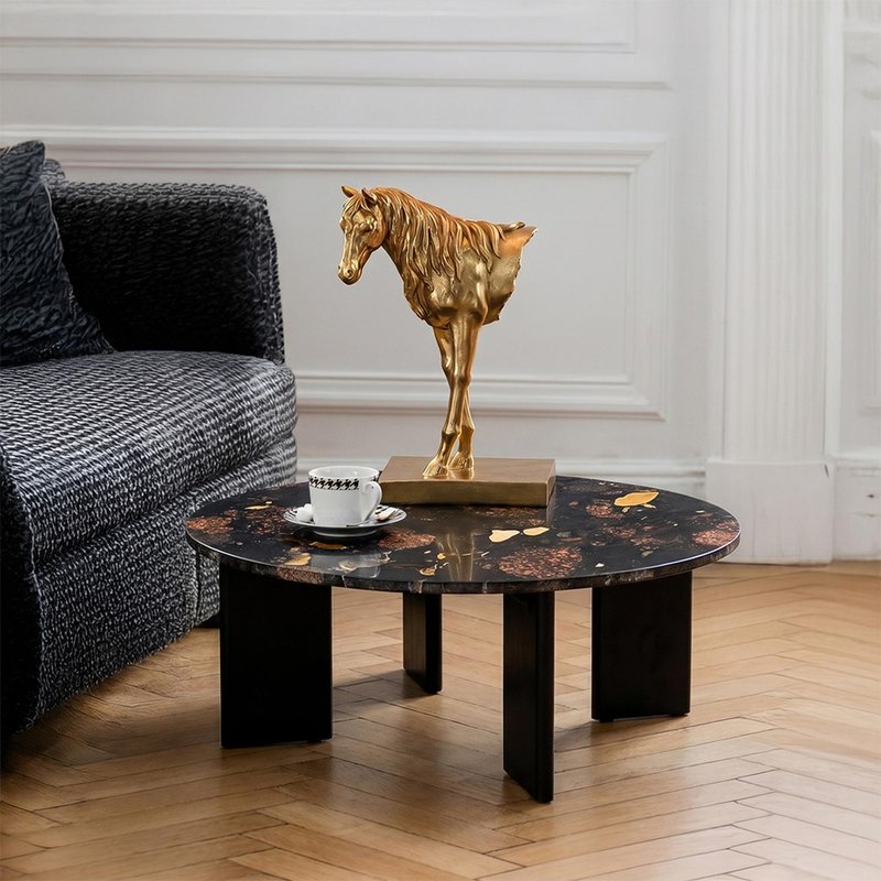 Photo 1 of Mathilde coffee table - round - large - black peach - marble Photo 1 of Mathilde coffee table - round - large - black peach - marble