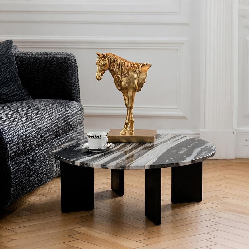 Photo 1 of Mathilde coffee table - round - large - black and grey - marble Photo 1 of Mathilde coffee table - round - large - black and grey - marble