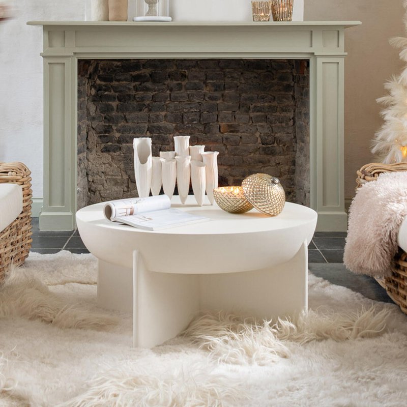 Photo 1 of Halfy coffee table - round - large - beige - mango wood Photo 1 of Halfy coffee table - round - large - beige - mango wood