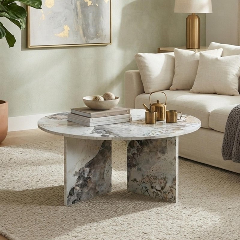 Photo 1 of Aura coffee table - round - pandora - marble effect Photo 1 of Aura coffee table - round - pandora - marble effect