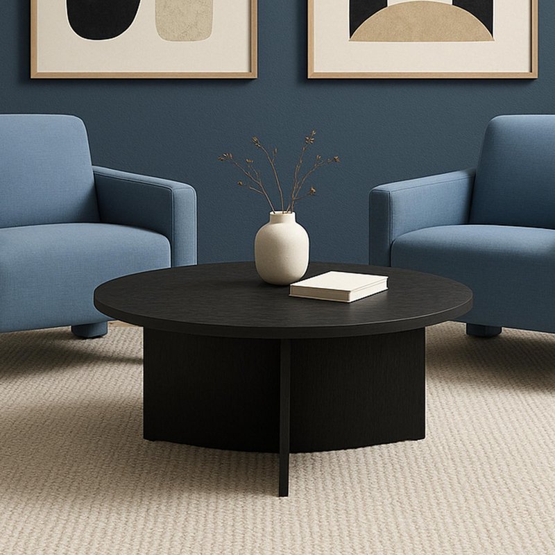 Photo 1 of Nova coffee table - round - black - woodgrain Photo 1 of Nova coffee table - round - black - woodgrain