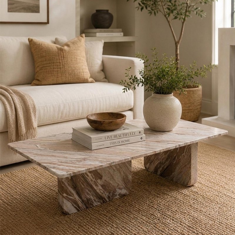 Photo 1 of Carrara coffee table - low - sand - marble Photo 1 of Carrara coffee table - low - sand - marble