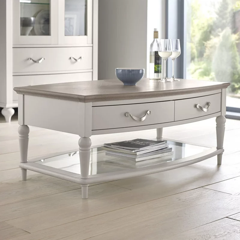 Photo 1 of Montreux coffee table - drawer - grey washed oak & soft grey Photo 1 of Montreux coffee table - drawer - grey washed oak & soft grey