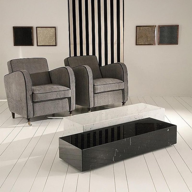 Photo 1 of Box coffee table - marble on casters - variation available Photo 1 of Box coffee table - marble on casters - variation available