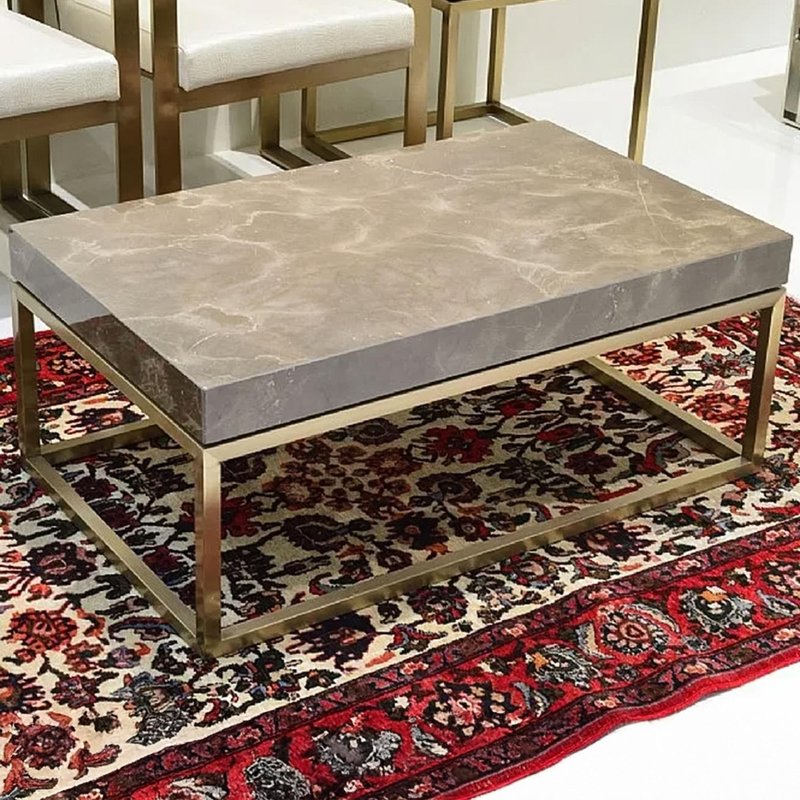 Photo 1 of Kubo occasional table - marble with brass base - variation available Photo 1 of Kubo occasional table - marble with brass base - variation available