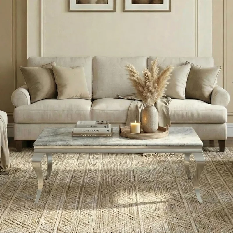Photo 1 of Louis coffee table - grey marble & chrome Photo 1 of Louis coffee table - grey marble & chrome