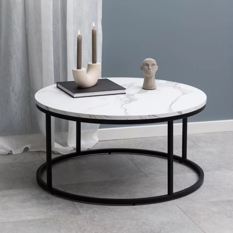 Photo 1 of Spiro coffee table - round - white marble effect Photo 1 of Spiro coffee table - round - white marble effect