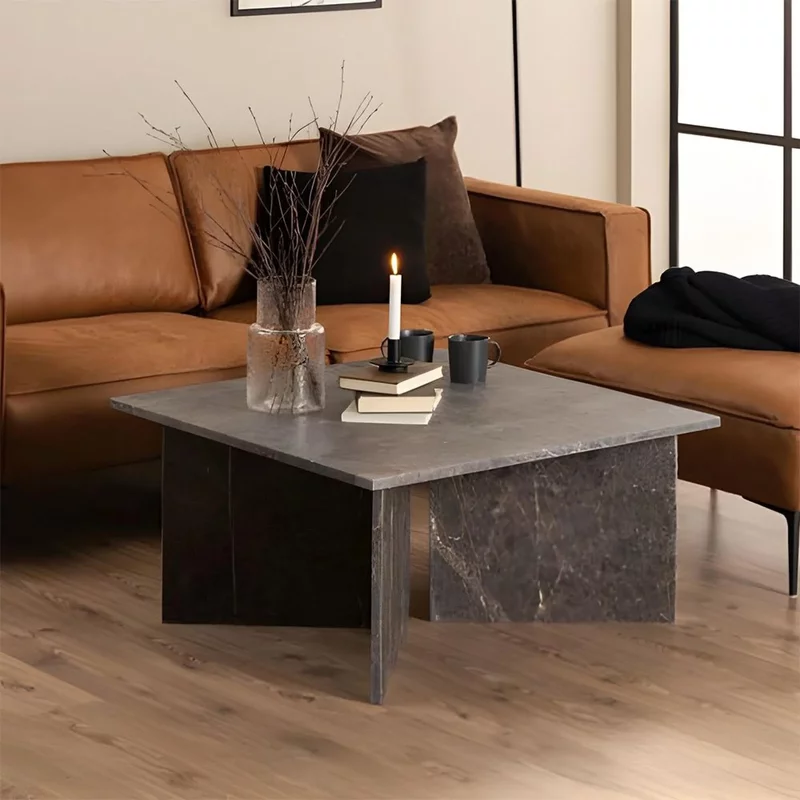 Photo 1 of Vega coffee table - square - brown marron marble Photo 1 of Vega coffee table - square - brown marron marble