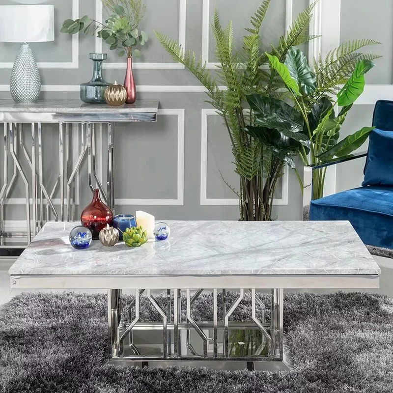 Photo 1 of Clearance - vortex coffee table - grey marble & chrome Photo 1 of Clearance - vortex coffee table - grey marble & chrome