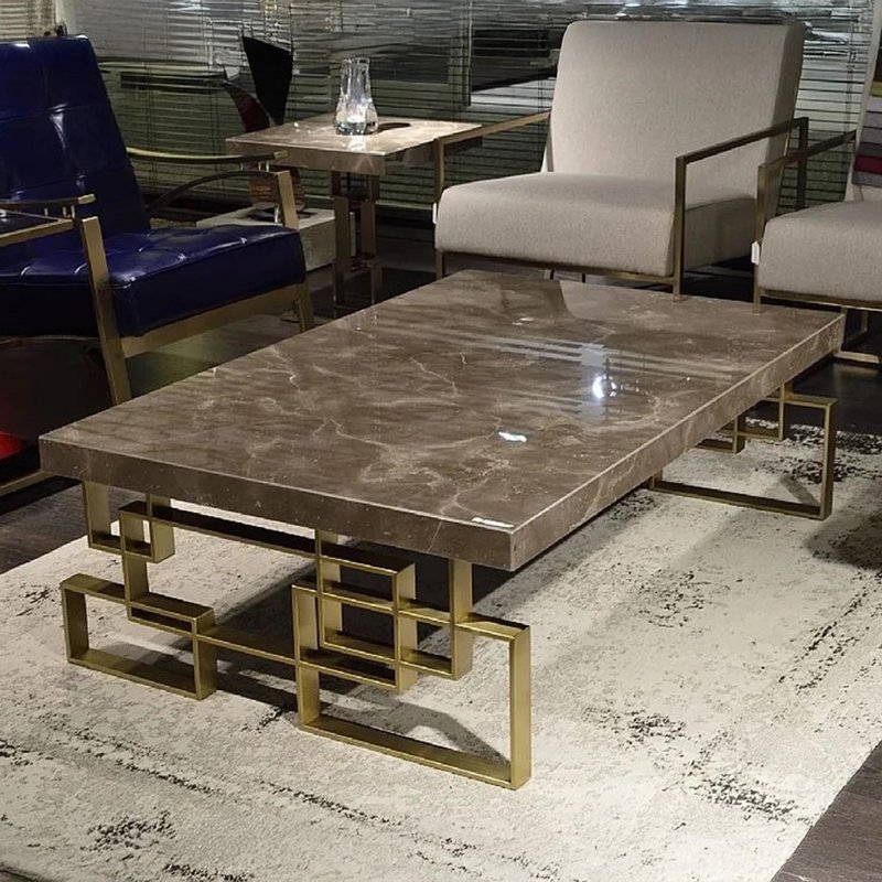 Photo 1 of Windows occasional table - marble with brass base - variation available Photo 1 of Windows occasional table - marble with brass base - variation available