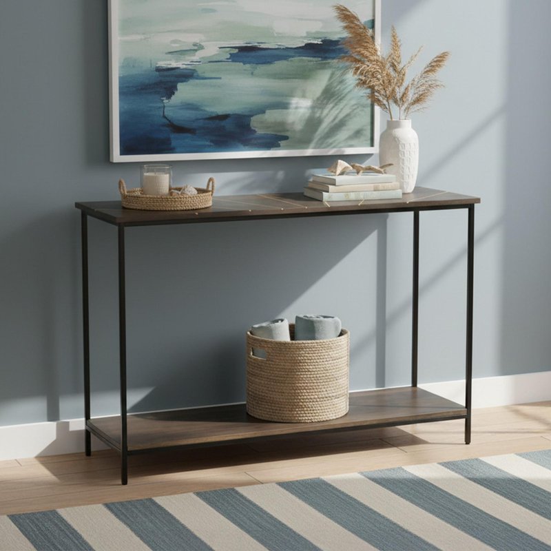 Photo 1 of Fowey console table - dark brown mango wood Photo 1 of Fowey console table - dark brown mango wood