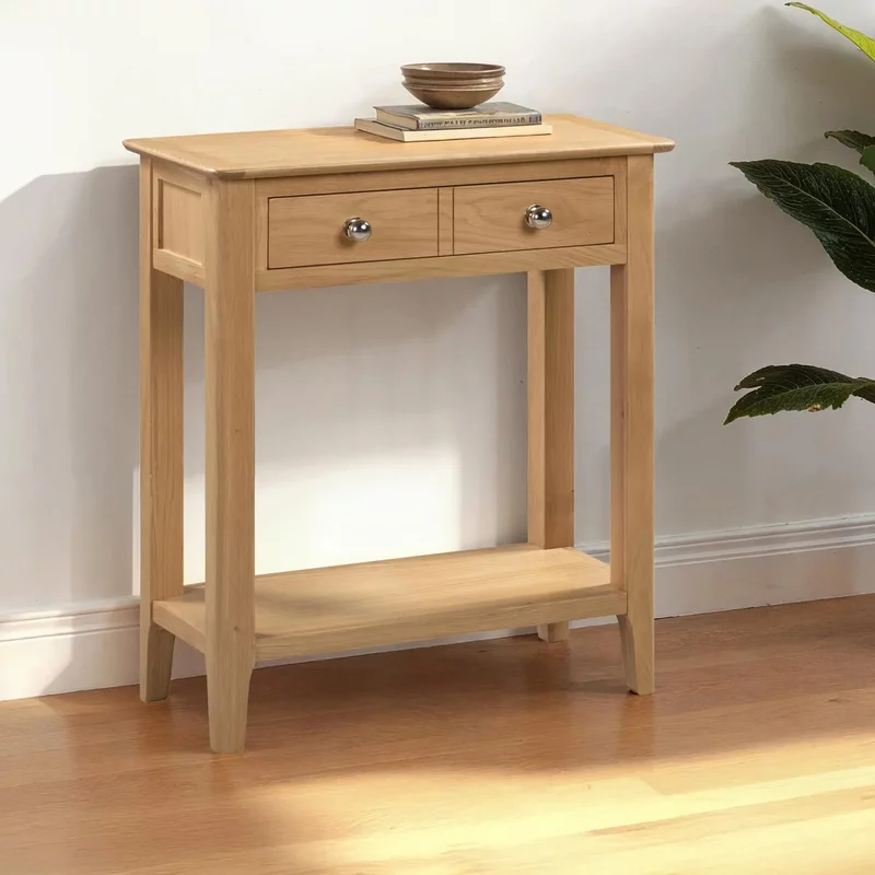 Photo 1 of Cotswold console table - 2 drawer - oak Photo 1 of Cotswold console table - 2 drawer - oak