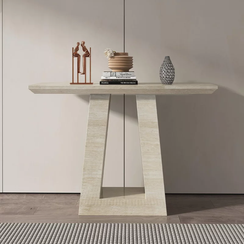 Photo 1 of Milan console table - travertine beige marble Photo 1 of Milan console table - travertine beige marble