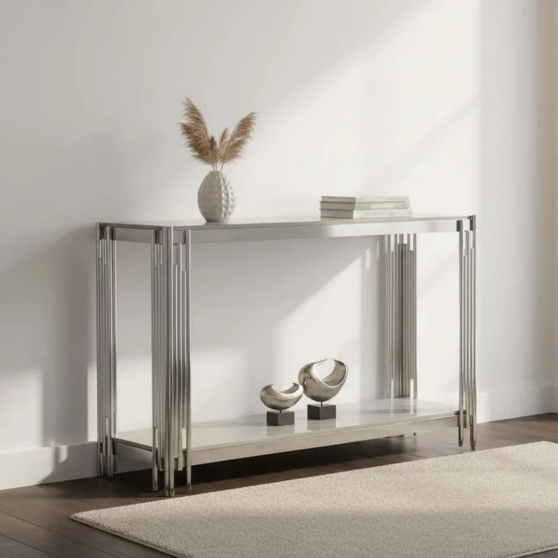 Photo 1 of Belini console table grey sintered stone and chrome Photo 1 of Belini console table grey sintered stone and chrome