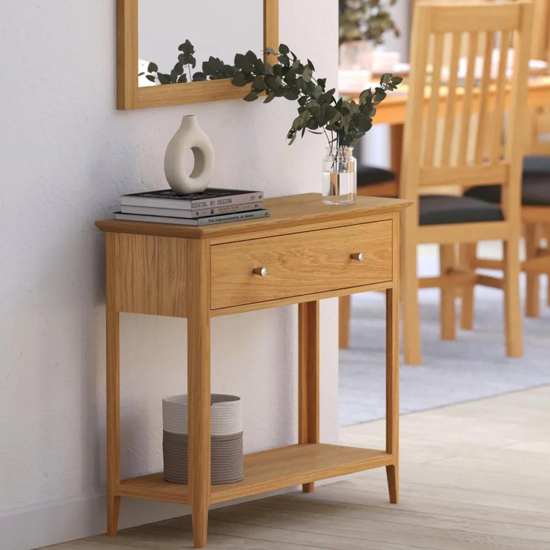 Photo 1 of Selene oak 1 drawer console table Photo 1 of Selene oak 1 drawer console table
