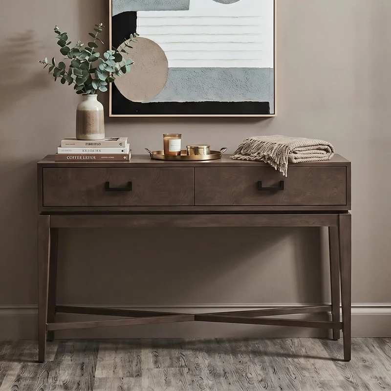 Photo 1 of Dimaro console table - 2 drawer - elm wood Photo 1 of Dimaro console table - 2 drawer - elm wood