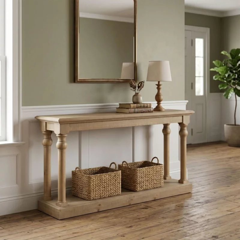 Photo 1 of Chateau console table - 160cm - natural - rustic pine Photo 1 of Chateau console table - 160cm - natural - rustic pine