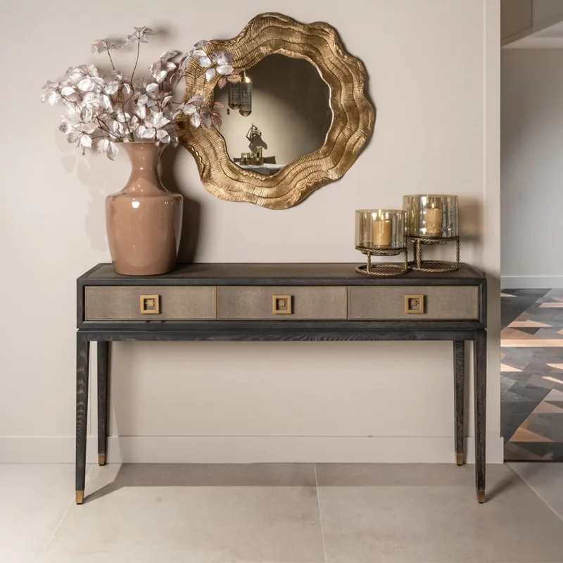 Photo 1 of Bloomville shagreen 3 drawer console table Photo 1 of Bloomville shagreen 3 drawer console table