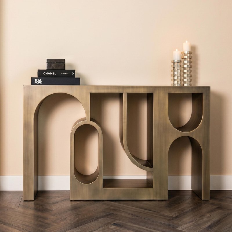 Photo 1 of Lugano console table - brushed gold - metal Photo 1 of Lugano console table - brushed gold - metal