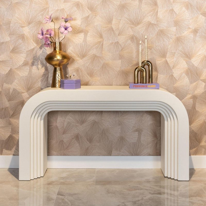 Photo 1 of Bloomstone white lime plaster console table Photo 1 of Bloomstone white lime plaster console table