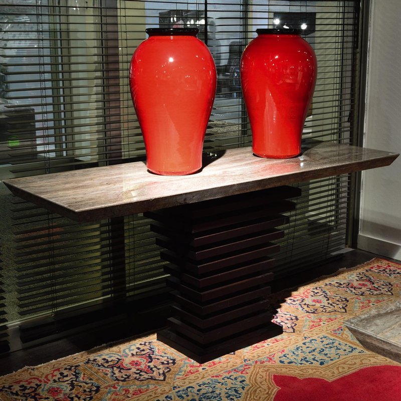 Photo 1 of Ark console table - marble with wooden base - variation available Photo 1 of Ark console table - marble with wooden base - variation available