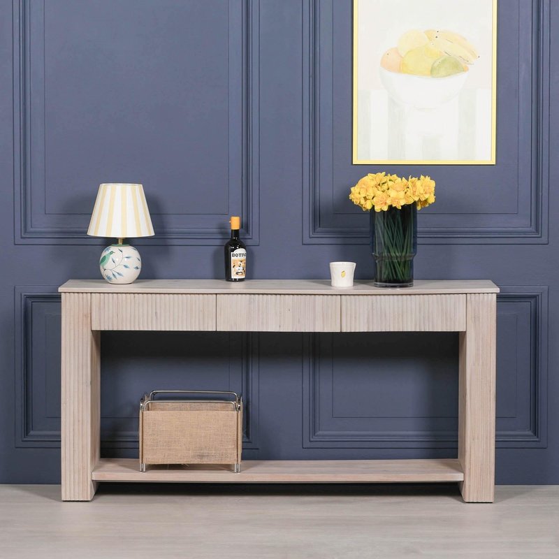 Photo 1 of Blanche acacia wood fluted console table Photo 1 of Blanche acacia wood fluted console table