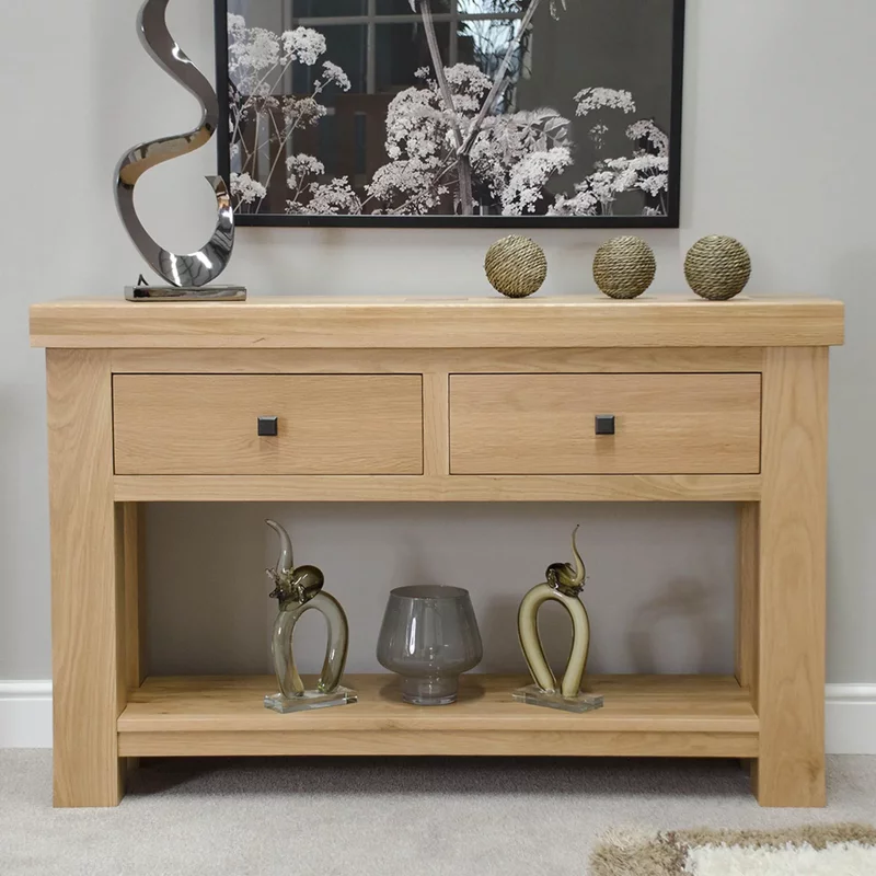 Photo 1 of Bordeaux console table - 2 drawer - oak Photo 1 of Bordeaux console table - 2 drawer - oak