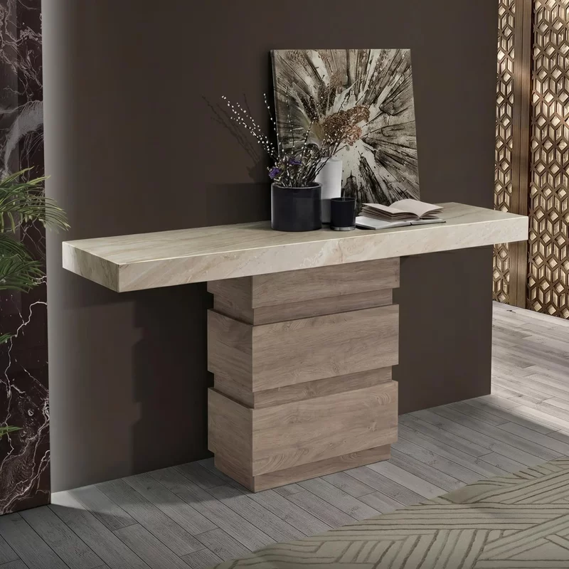 Photo 1 of Goya console table - marble top - with pedestal base - 160cm - variation available Photo 1 of Goya console table - marble top - with pedestal base - 160cm - variation available
