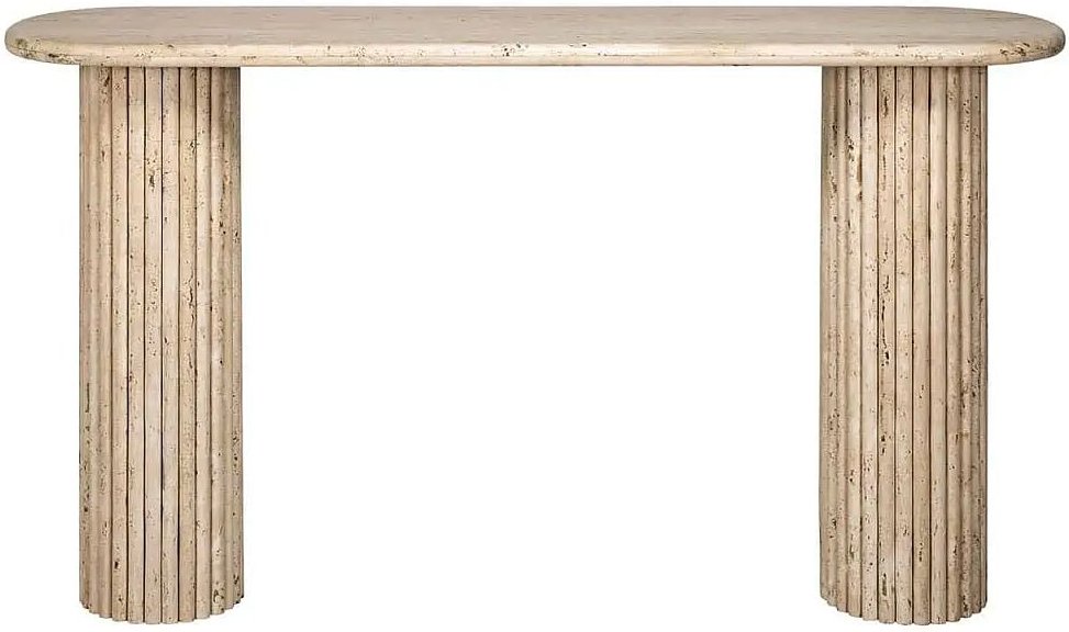 Photo 1 of La cantera travertine beige oval console table Photo 1 of La cantera travertine beige oval console table