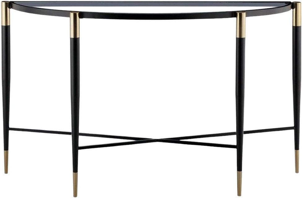 Photo 1 of Harlinne console table - clear glass and black - half moon Photo 1 of Harlinne console table - clear glass and black - half moon