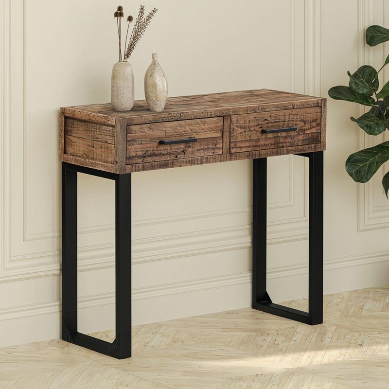Photo 1 of Preston console table - 2 drawer - industrial - rustic Photo 1 of Preston console table - 2 drawer - industrial - rustic