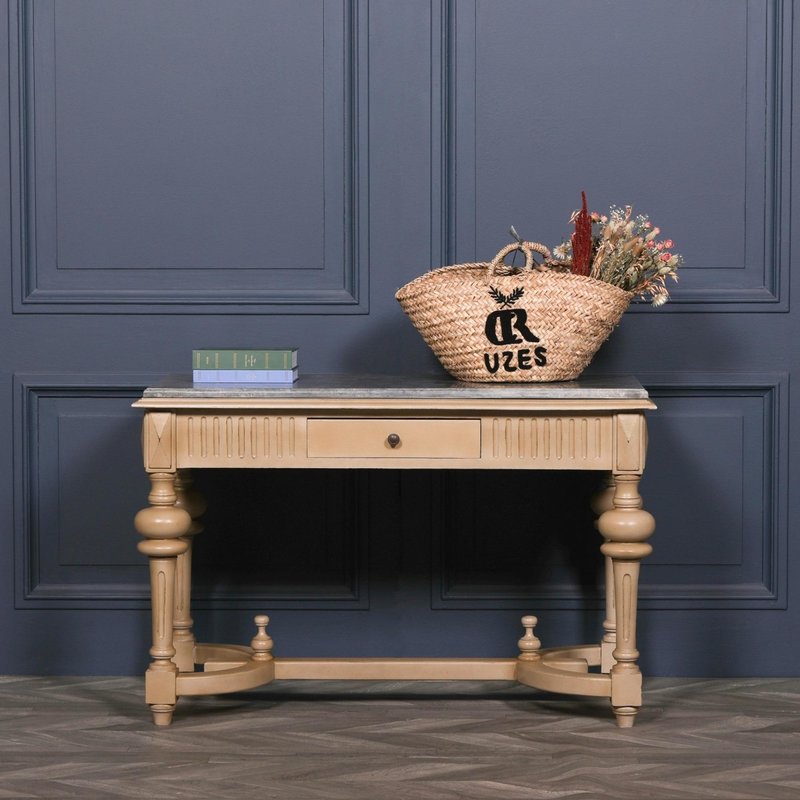 Photo 1 of Console table - wood - stone top - 1 drawer Photo 1 of Console table - wood - stone top - 1 drawer