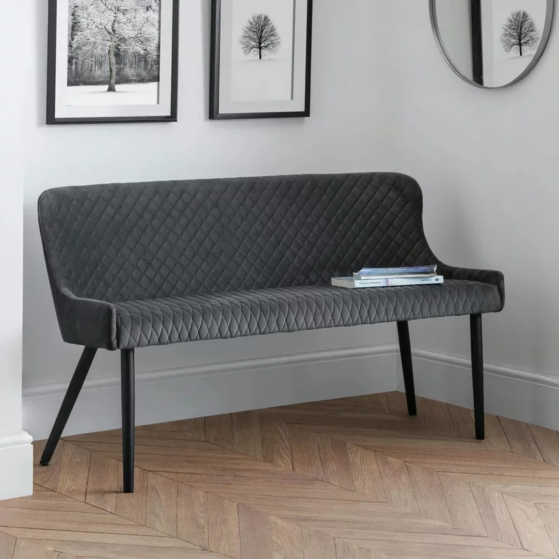 Photo 1 of Luxe grey fabric high back bench Photo 1 of Luxe grey fabric high back bench
