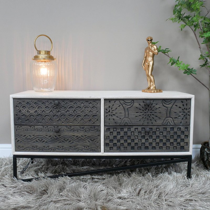 Photo 1 of Storage cabinet - black and white mango wood Photo 1 of Storage cabinet - black and white mango wood