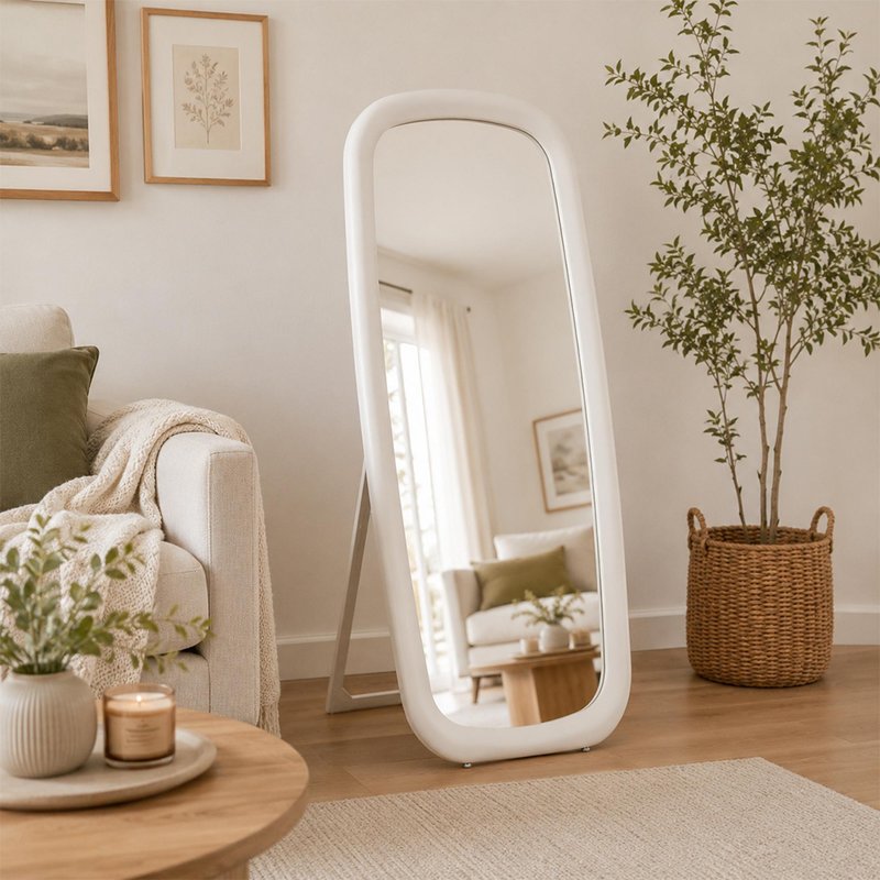 Photo 1 of Cheval mirror - white painted - wood - 80cm x 180cm Photo 1 of Cheval mirror - white painted - wood - 80cm x 180cm