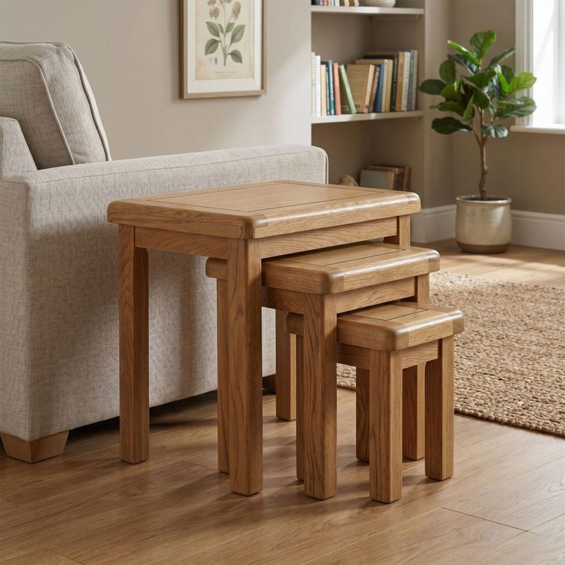 Photo 1 of Dorchester nest of 3 tables - rustic oak Photo 1 of Dorchester nest of 3 tables - rustic oak