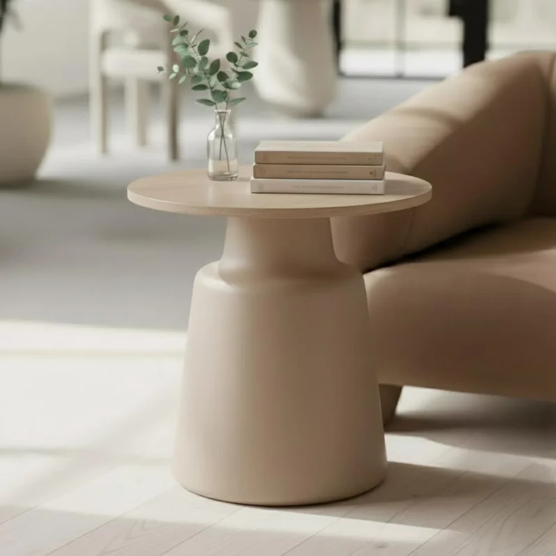 Photo 1 of Santorini side table - round - beige ceramic Photo 1 of Santorini side table - round - beige ceramic