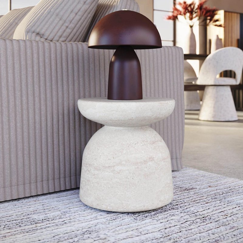 Photo 1 of Diablo round side table - light travertine Photo 1 of Diablo round side table - light travertine