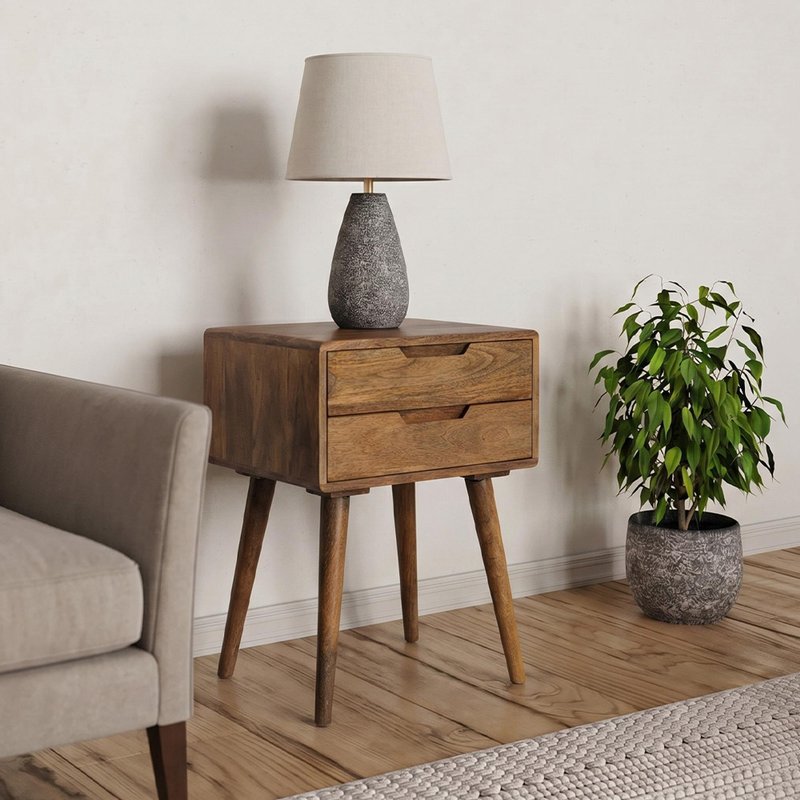 Photo 1 of Surya century side table - 2 drawer - solid mango wood Photo 1 of Surya century side table - 2 drawer - solid mango wood
