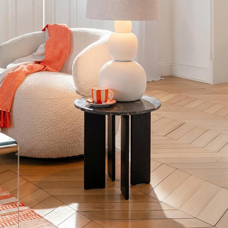 Photo 1 of Mathilde side table - round - black peach - marble Photo 1 of Mathilde side table - round - black peach - marble