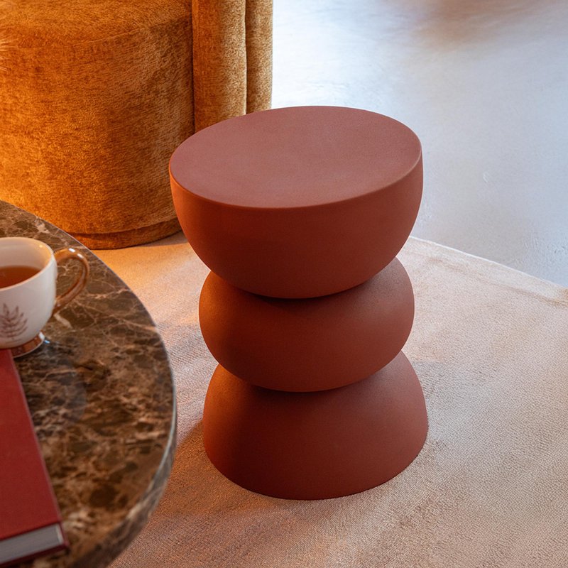 Photo 1 of Lise accent table - round - rust orange - metal Photo 1 of Lise accent table - round - rust orange - metal
