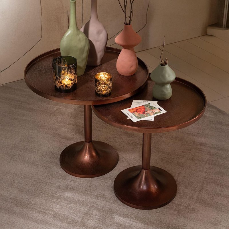 Photo 1 of Accent table - round - 2 tier - bronze - aluminium Photo 1 of Accent table - round - 2 tier - bronze - aluminium