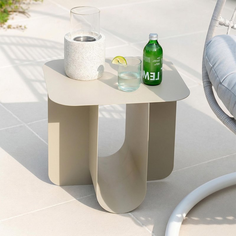 Photo 1 of Side table - square - beige - metal Photo 1 of Side table - square - beige - metal