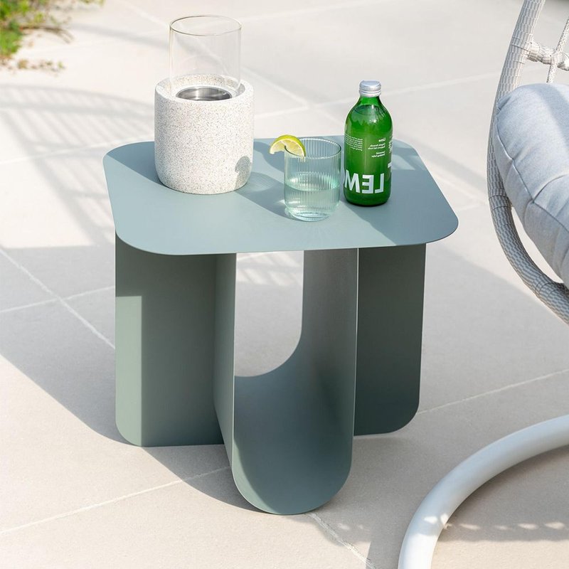 Photo 1 of Side table - square - green - metal Photo 1 of Side table - square - green - metal