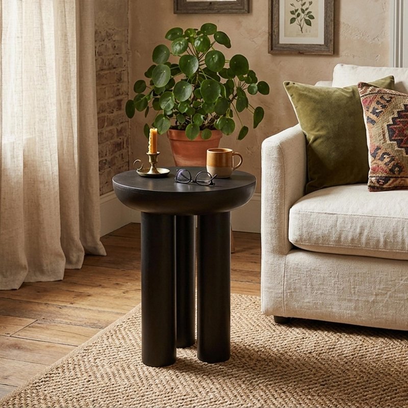 Photo 1 of Trio side table - round - black - mango wood Photo 1 of Trio side table - round - black - mango wood