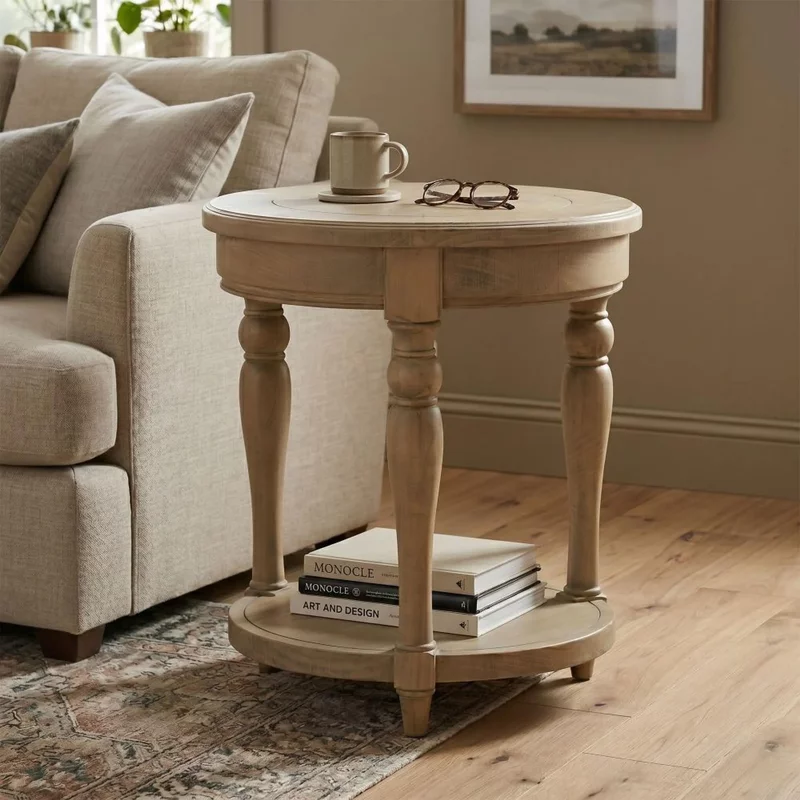 Photo 1 of Chateau side table - round - natural - rustic pine Photo 1 of Chateau side table - round - natural - rustic pine