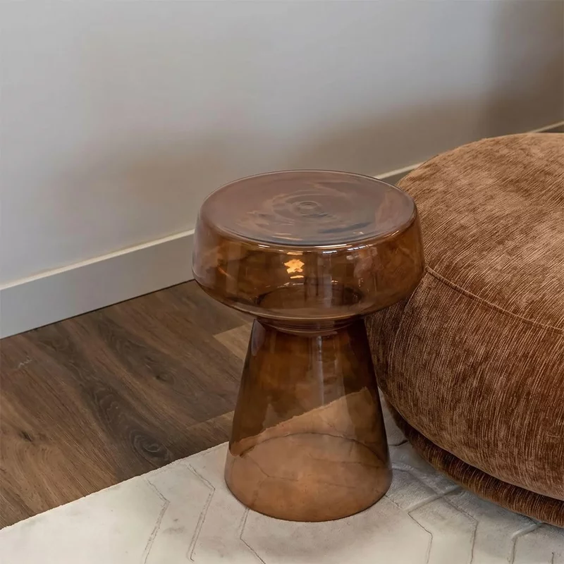 Photo 1 of Isa end table - round - cone base - brown - glass Photo 1 of Isa end table - round - cone base - brown - glass