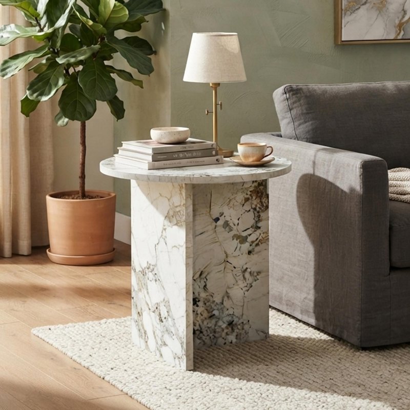 Photo 1 of Aura side table - round - pandora - marble effect Photo 1 of Aura side table - round - pandora - marble effect