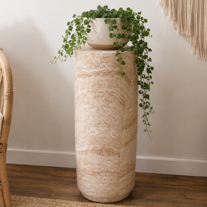 Photo 1 of Column table - round - medium - natural stone finish Photo 1 of Column table - round - medium - natural stone finish