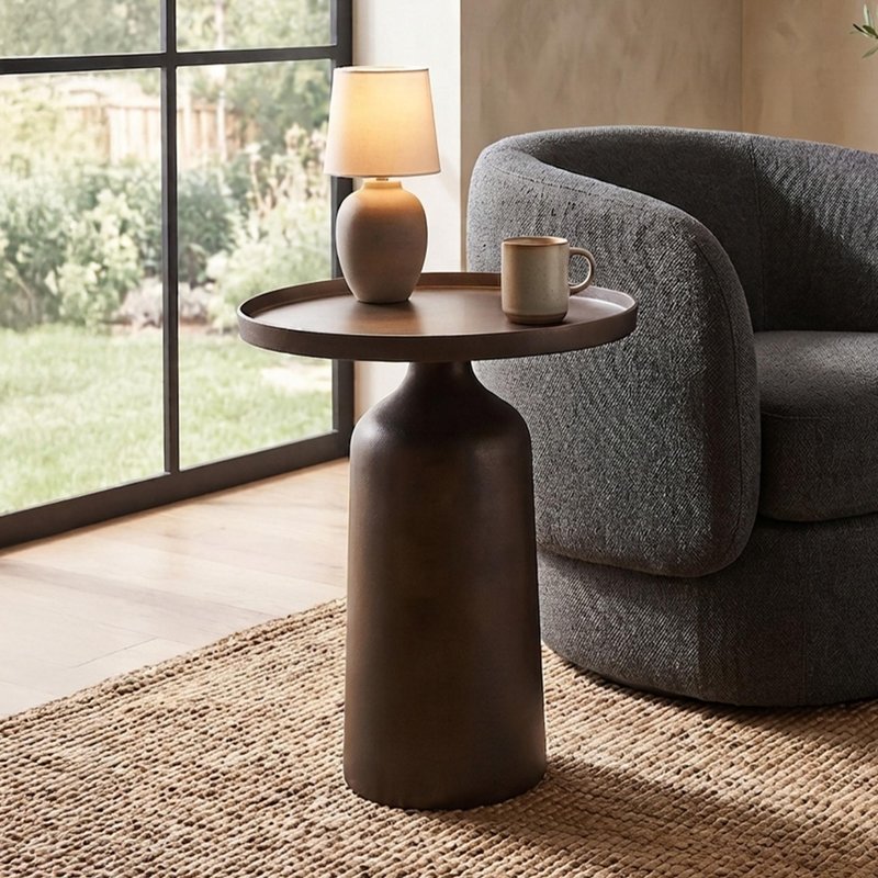 Photo 1 of Doha side table - round - tall - bronze - aluminium Photo 1 of Doha side table - round - tall - bronze - aluminium